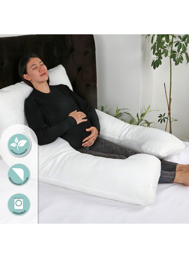 U-Shaped Full Body Pregnancy Pillow Cotton white 100x25x152cm