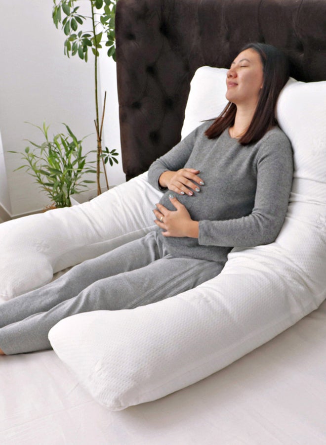 U-Shaped Full Body Pregnancy Pillow Cotton white 100x25x152cm