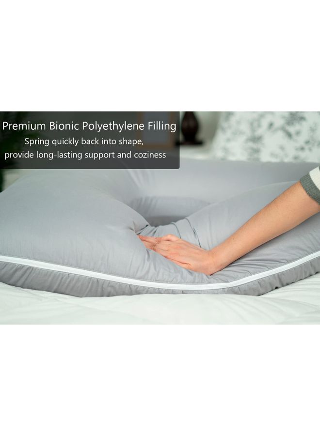 Luxury Body Pregnancy Pillow Back Pain Support With Soft Cover - Jumbo Size Velvet Grey 130 x 70cm
