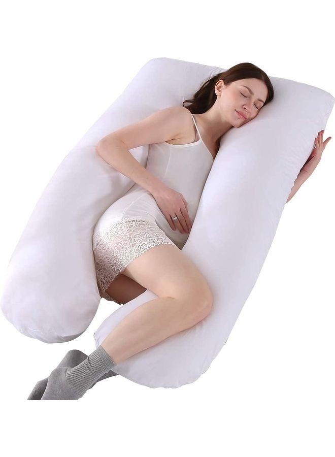 U Shaped Body Pillow Cotton White 130 x 70cm