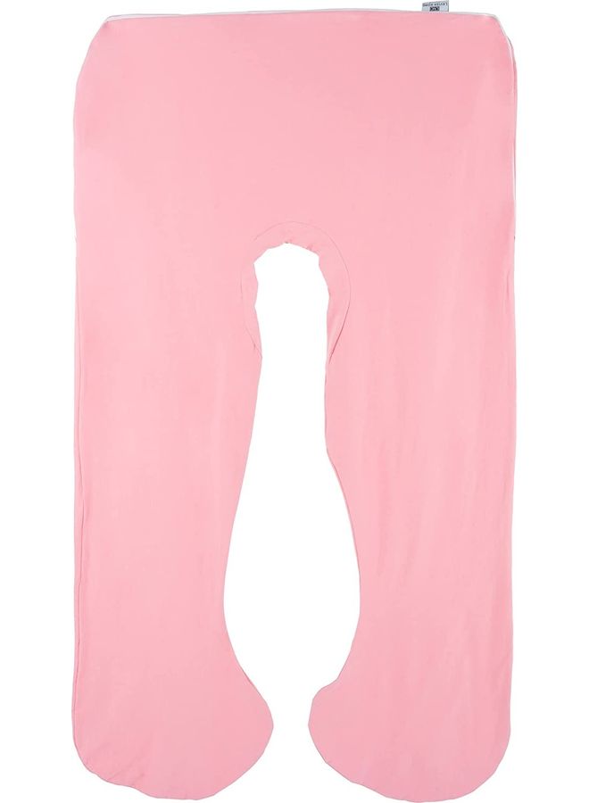 U-Shaped Soft Pillow Cover Velvet Pink 130 X 70cm