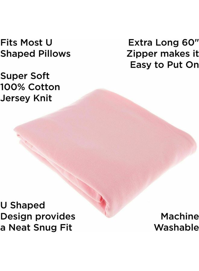 U-Shaped Soft Pillow Cover Velvet Pink 130 X 70cm