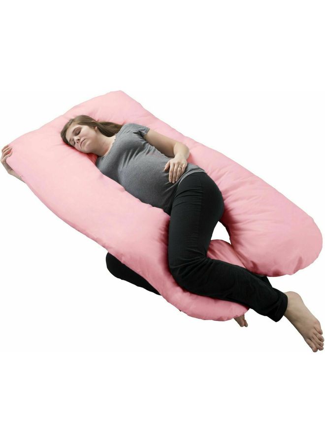 U-Shaped Soft Pillow Cover Velvet Pink 130 X 70cm
