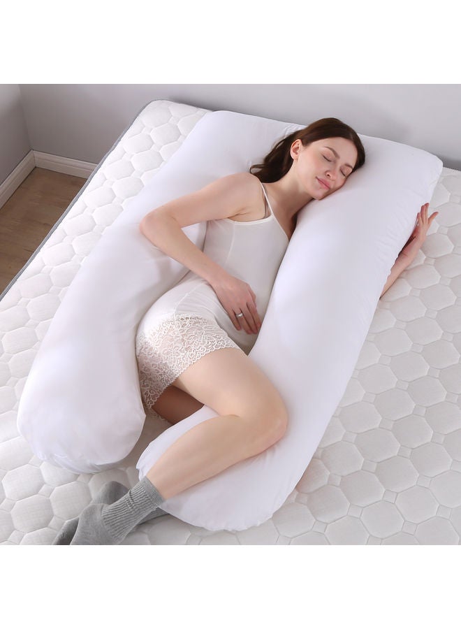 U Shaped Full Body Pillow cotton White 130x70cm