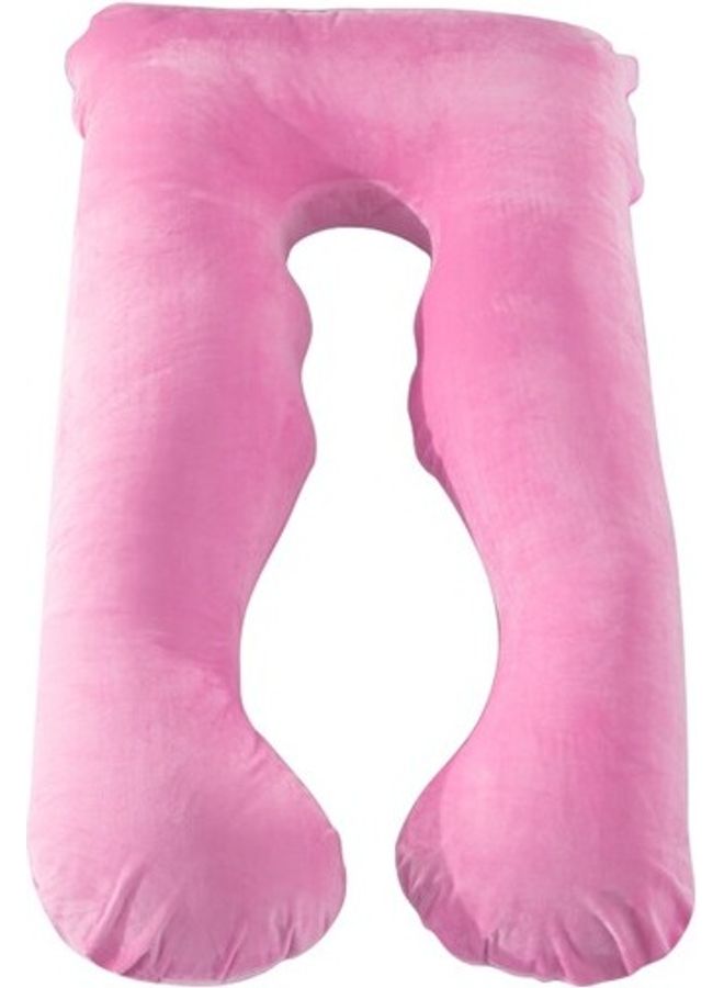 U Shaped Maternity Pillow With Removable Velvet Cover cotton Pink 55x28x6inch