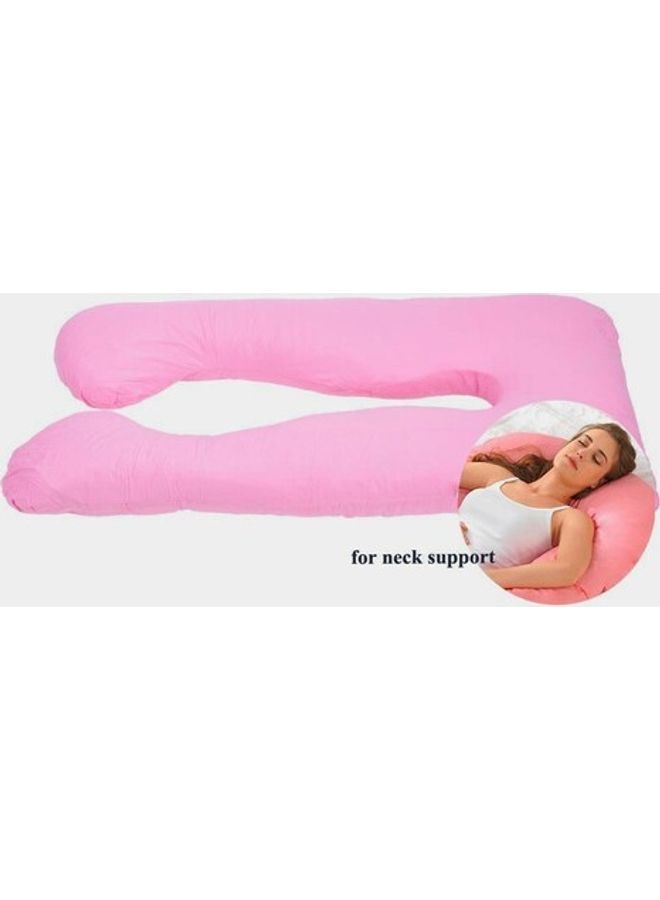 U Shaped Maternity Pillow With Removable Velvet Cover Cotton Pink 55x28x6inch