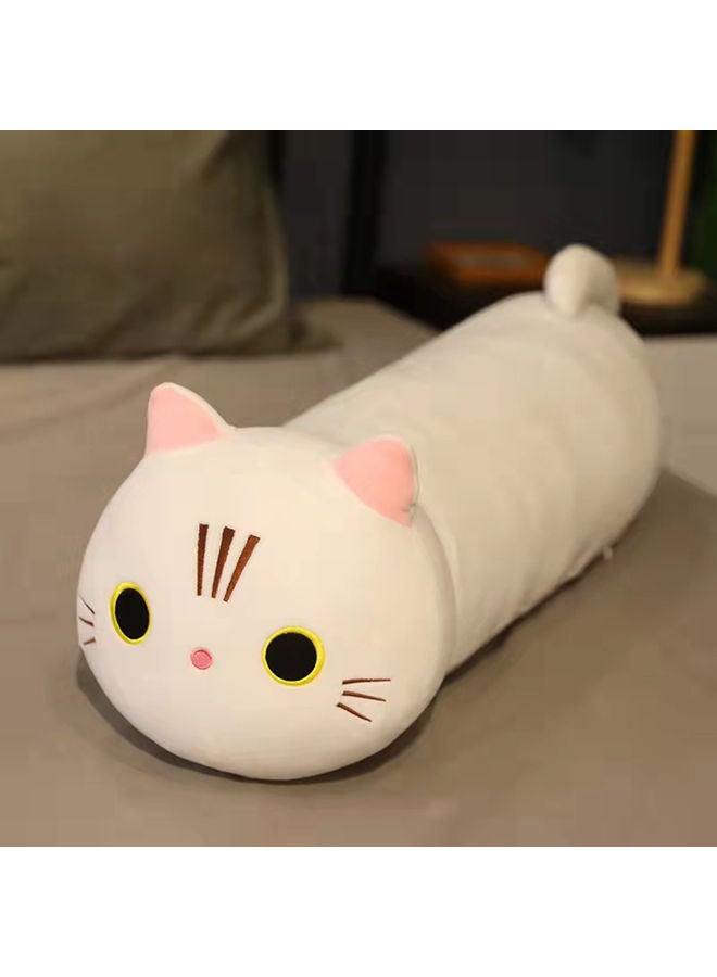 Cute Cat Shaped Soft Plush Hugging Sofa Pillow Cotton White 25.00x4.00x15.00cm