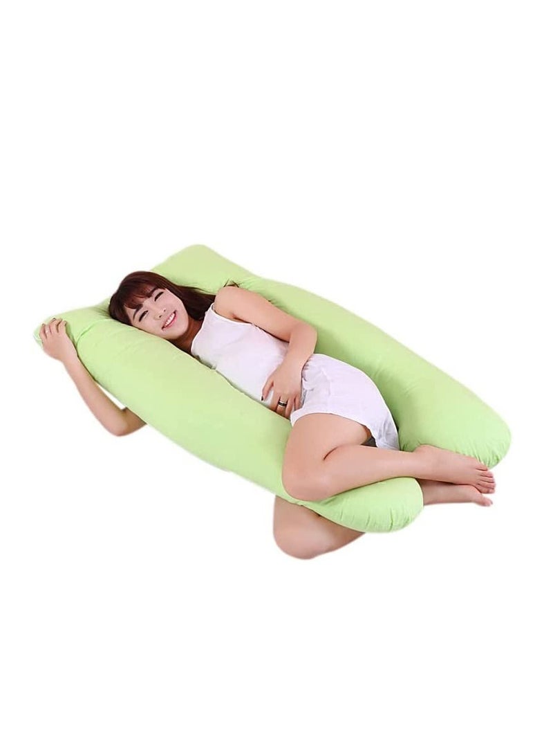 Pregnancy Pillow U-Shape For Side Sleeping Full Body Pillow & Maternity Nursing Feeding Support with Detachable Extension (Green)