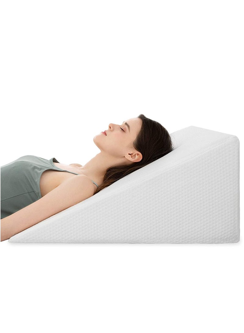Bed Wedge Pillow with Memory Foam – Wedge Pillow for Snoring, Neck Pillow for Pain Relief, Shoulder Pain, Back Pillow for Sitting in Bed, Heartburn Relief