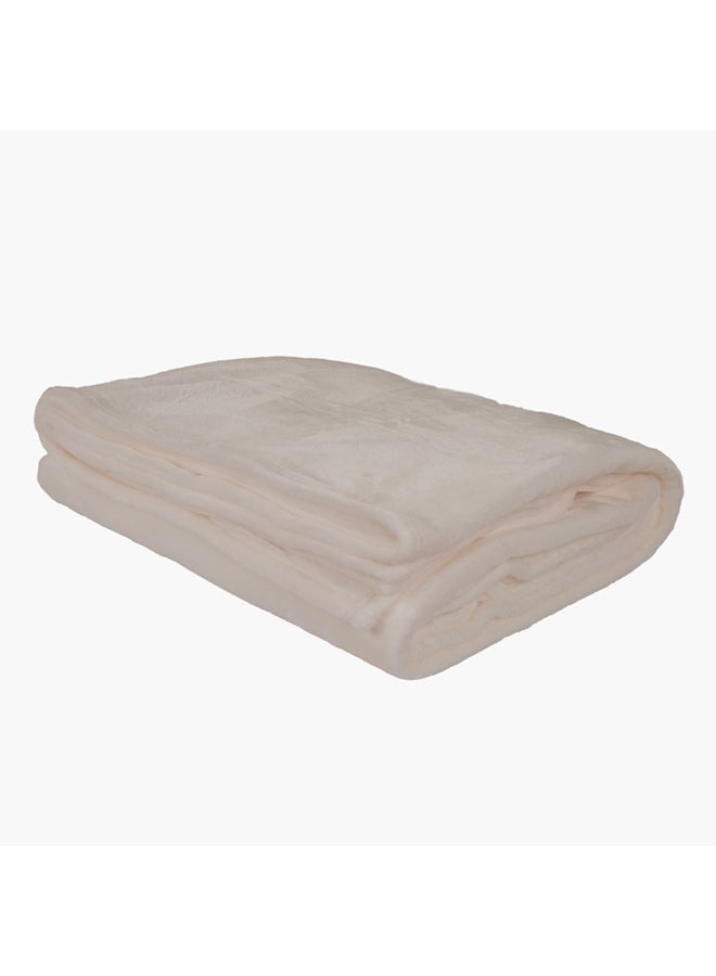 Premium Quality Long Lasting Super Soft Easy Care Foldable Light Weight Washable Fluffie Lavish Mirco Flannel King Size Blanket Polyester Beige 274x240cm