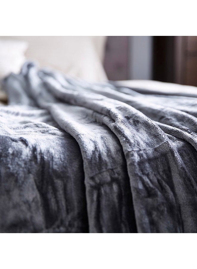 Lavish Long Lasting Super Soft Easy Care Foldable Light Weight Washable Fluffier  Mirco Flannel King Size Bed Blanket Polyester Grey 240x220cm