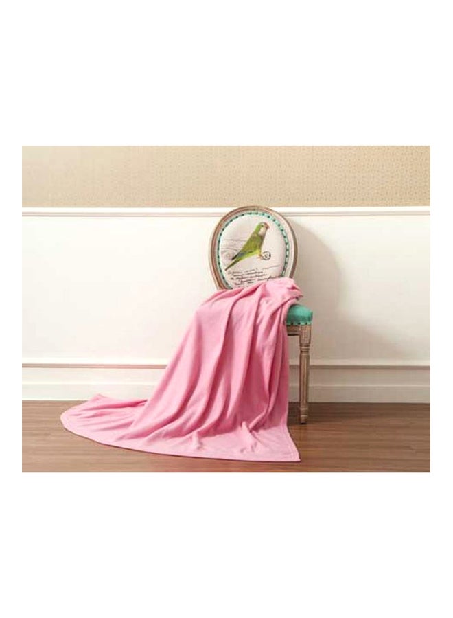 Solid Fleece Blanket Polyester Pink 180 x 150 x 0.5centimeter