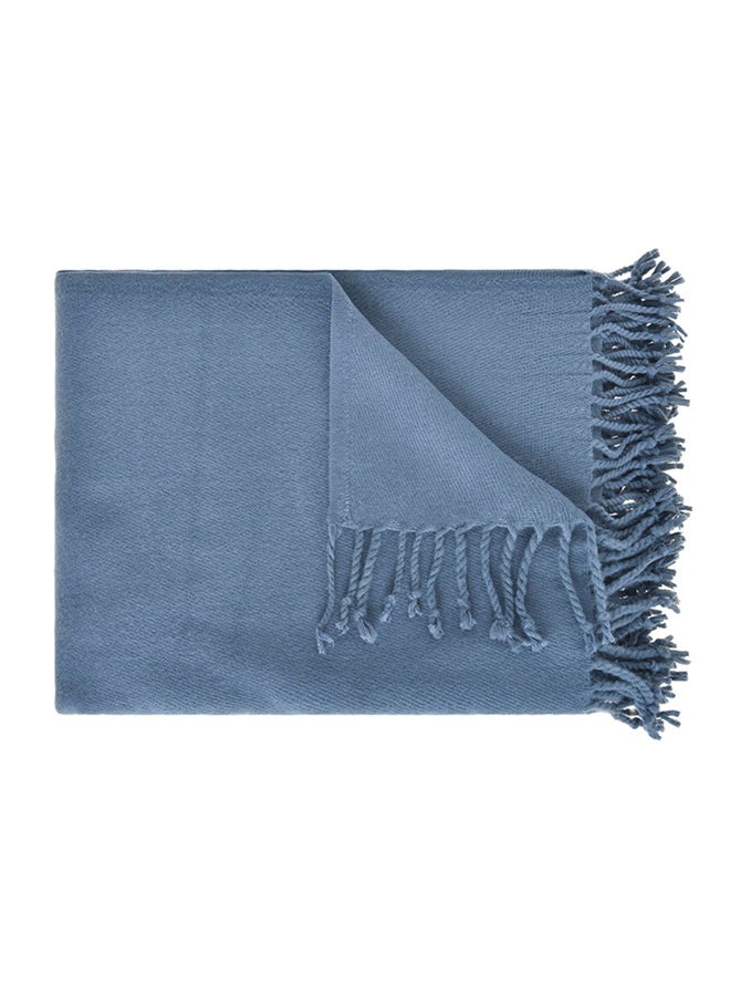 Comfy Tassel Design Throw Blanket cotton Blue 125x150cm