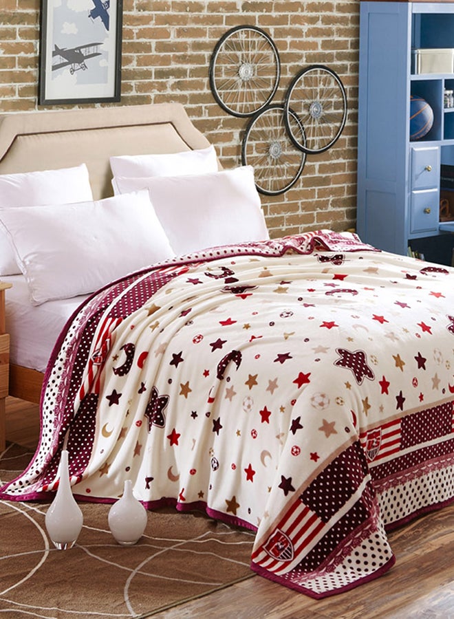 Beautiful Stars Design Soft Fluffier Flannel Blanket Cotton Beige 120x200centimeter