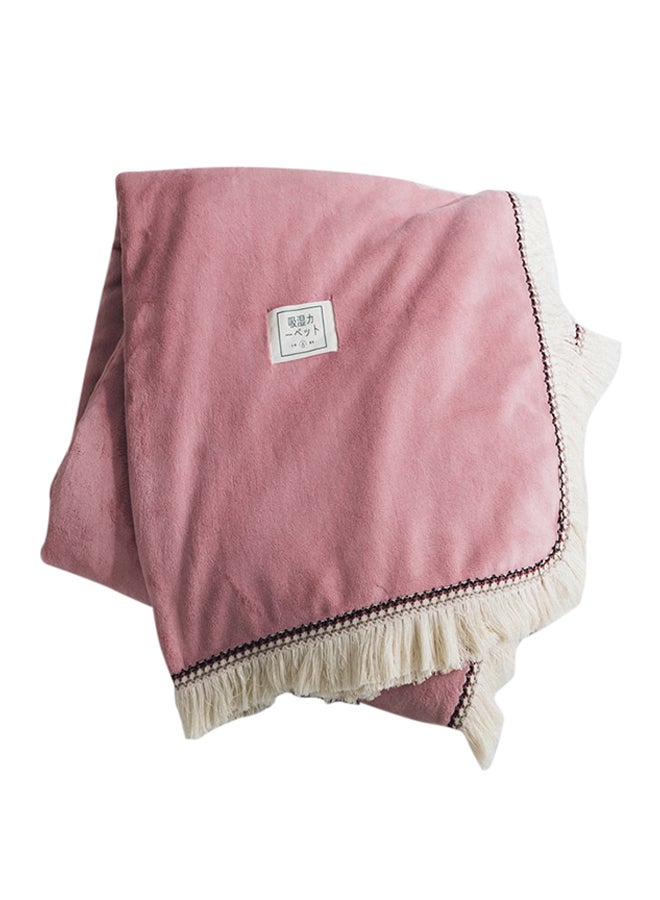Tassel Hem Casual Blanket cotton Pink 200x230cm