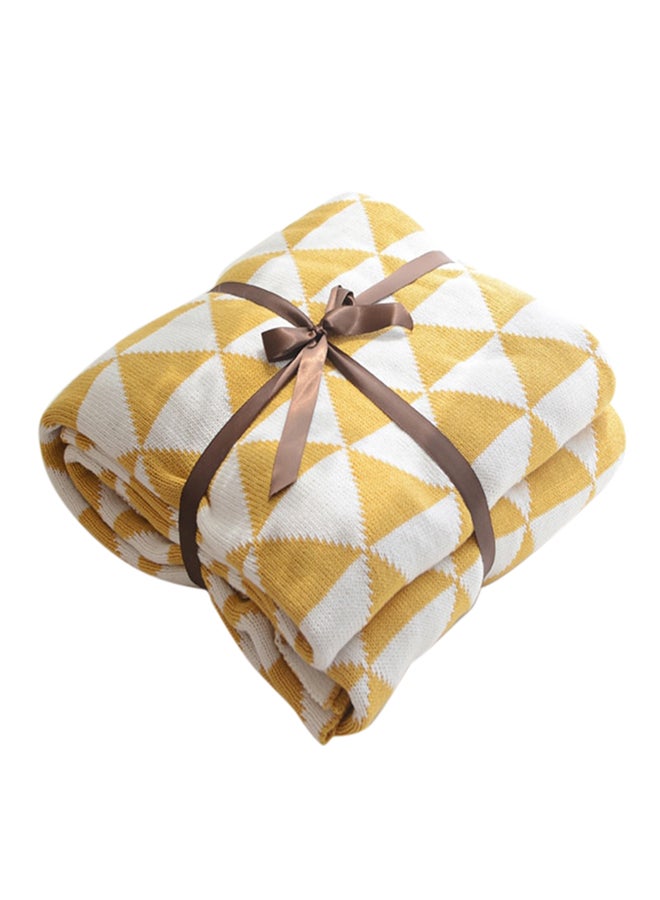 Three Layers Triangle Pattern Blanket cotton Yellow/White 110x130cm