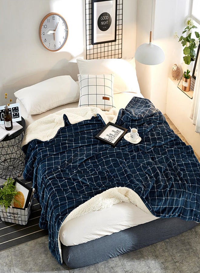 Multifunctional Plaid Pattern Casual Blanket cotton Blue/White 200x230cm