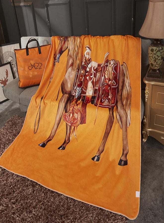 Classic Horse Pattern Soft Blanket cotton Yellow 150x200cm