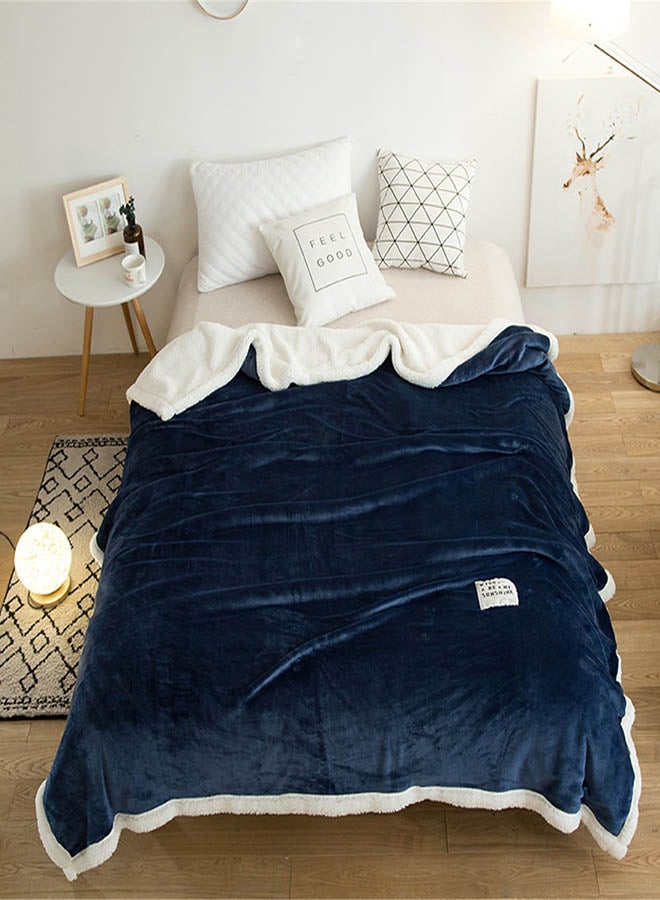 Soft Comfy Solid Colour Blanket Cotton Blue 150x200cm