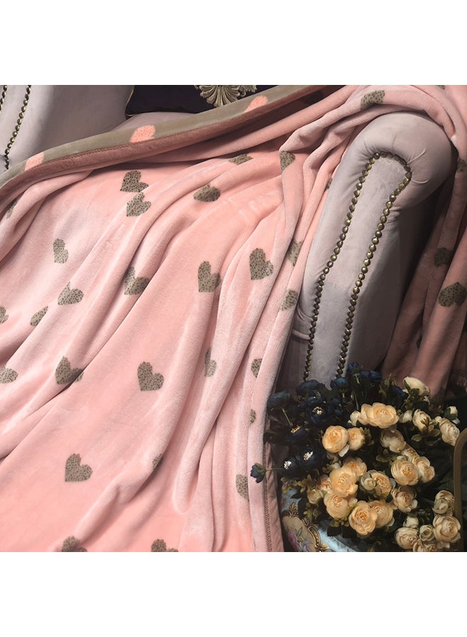 Soft Heart Pattern Throw Bed Blanket cotton Pink 200x230cm