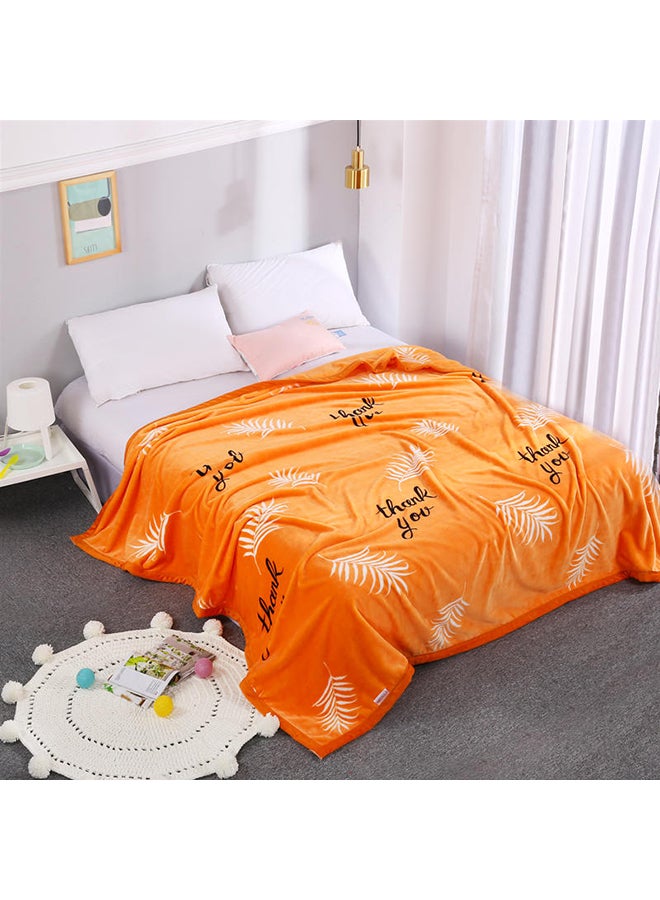 Soft Leaf Printed Bed Blanket cotton Orange 200x230cm