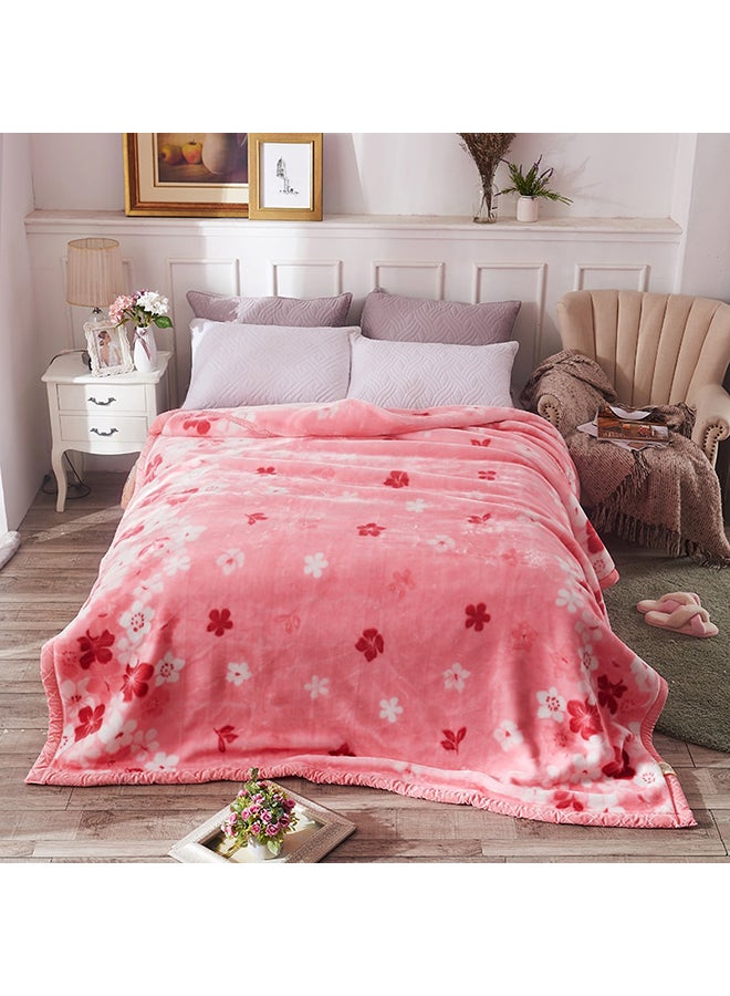 Soft Floral Printed Throw Blanket cotton Pink 200x230cm