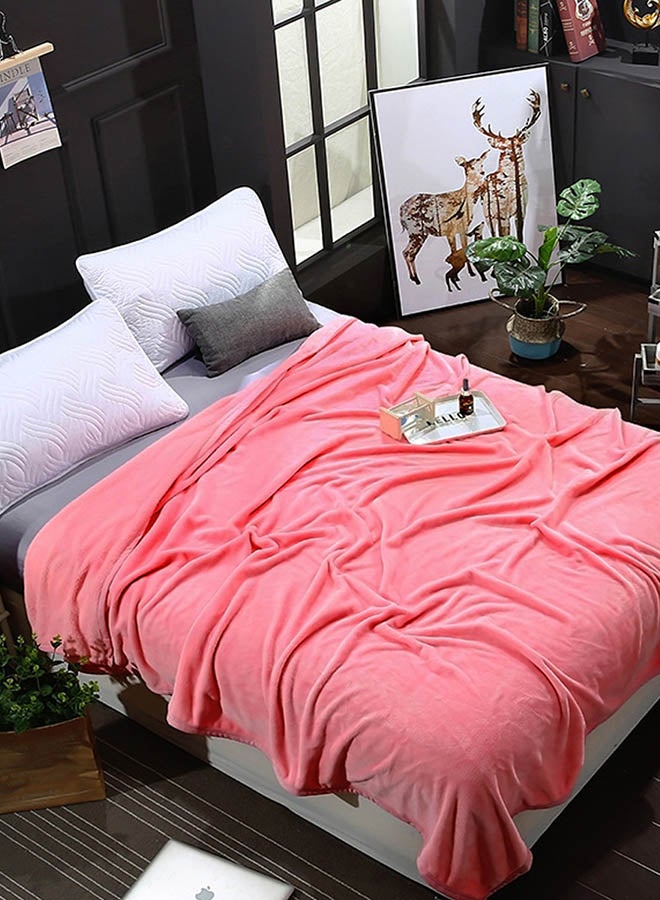 Modern Comfy Bed Blanket cotton Pink 180x200cm