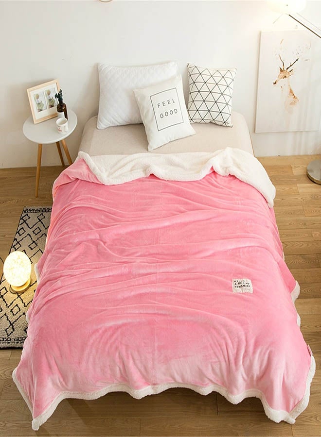 Comfy Solid Colour Blanket Cotton Pink 200x230cm