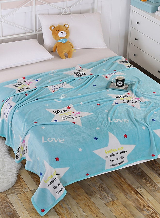 Soft Cartoon Pattern Skin-friendly Bed Blanket cotton Blue 180x200cm