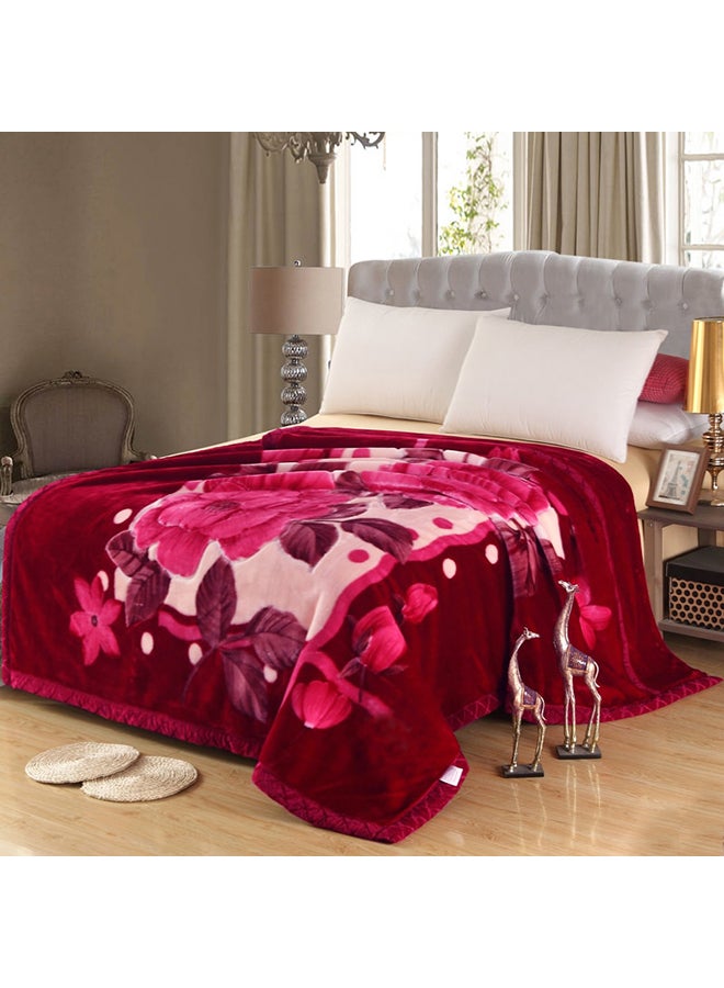 Soft Floral Printed Throw Blanket Cotton Red 200x230centimeter