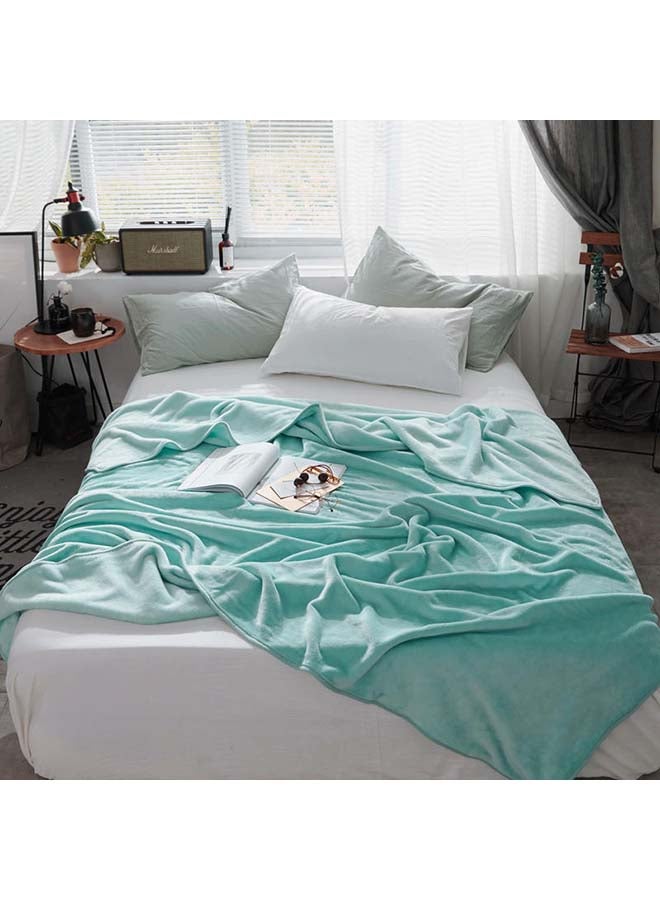 Solid Design Bed Blanket cotton Green 200x230cm