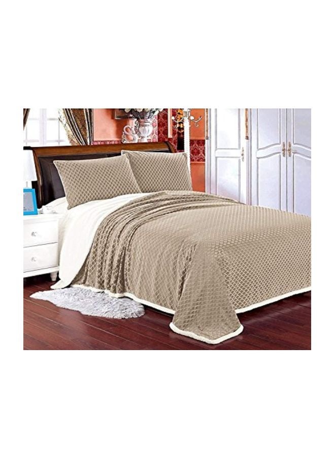Cotton Blanket Microfiber Brown/Cream 108x90inch