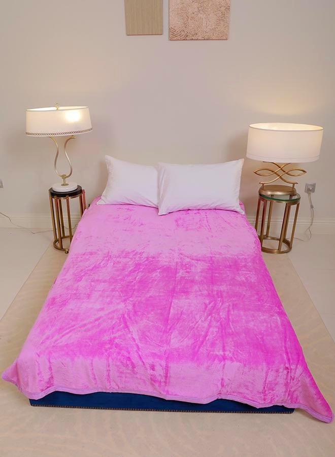 Soft Flannel Fleece Blanket Polyester Pink 200x240cm