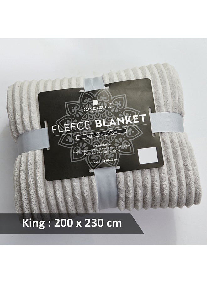 Solid Blanket King Size Fleece Striped Grey 230x200cm