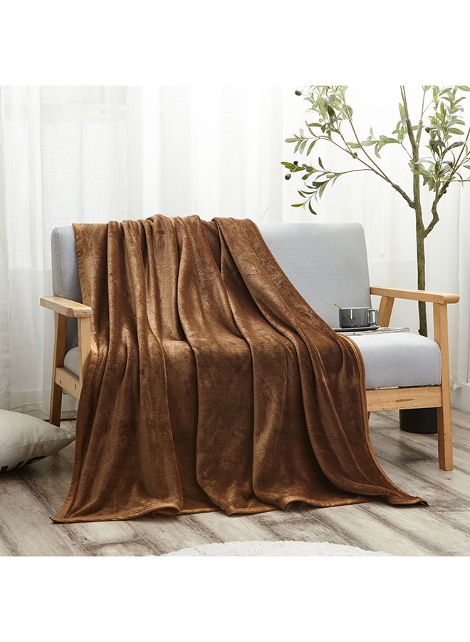 Solid Blanket Fleece Brown 230x200cm