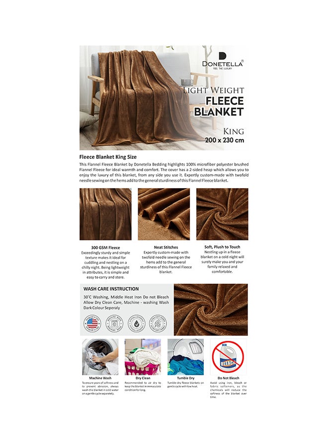 Solid Blanket Fleece Brown 230x200cm