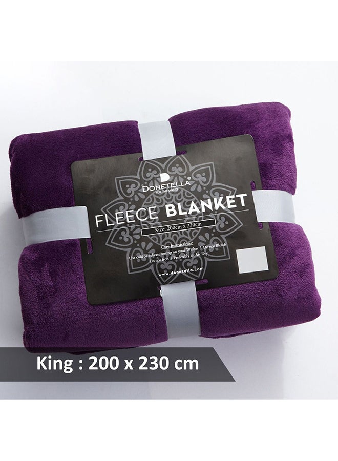 Solid Blanket King Size Fleece Purple Fleece Purple