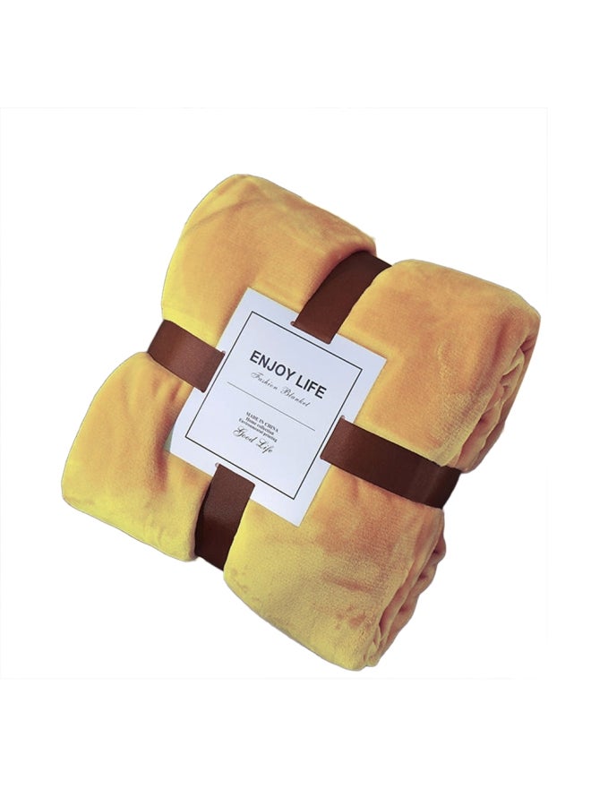 Winter Solid Thickened Warm Flannel Blanket Combination Yellow 40x35x30cm