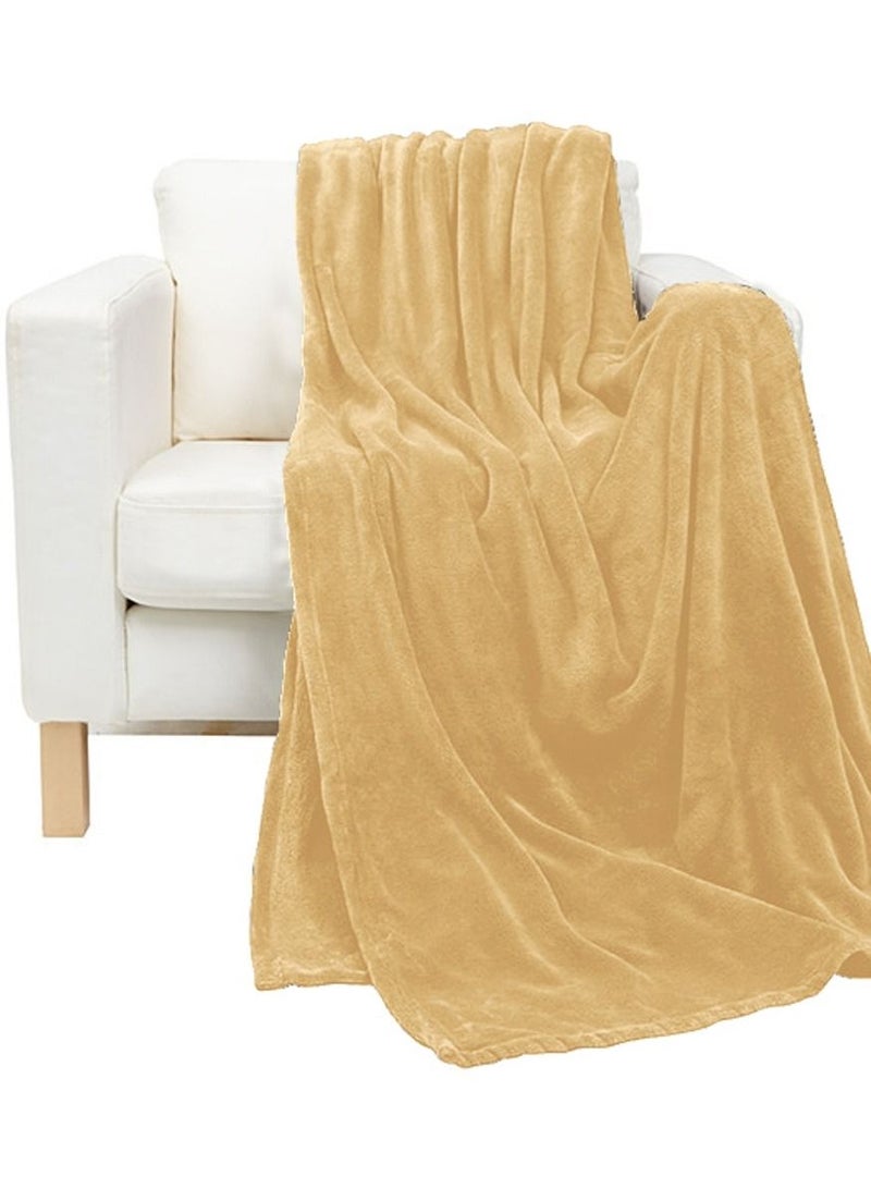 Comfy Super Soft Flannel Throw/Blanket Beige 80x95cm