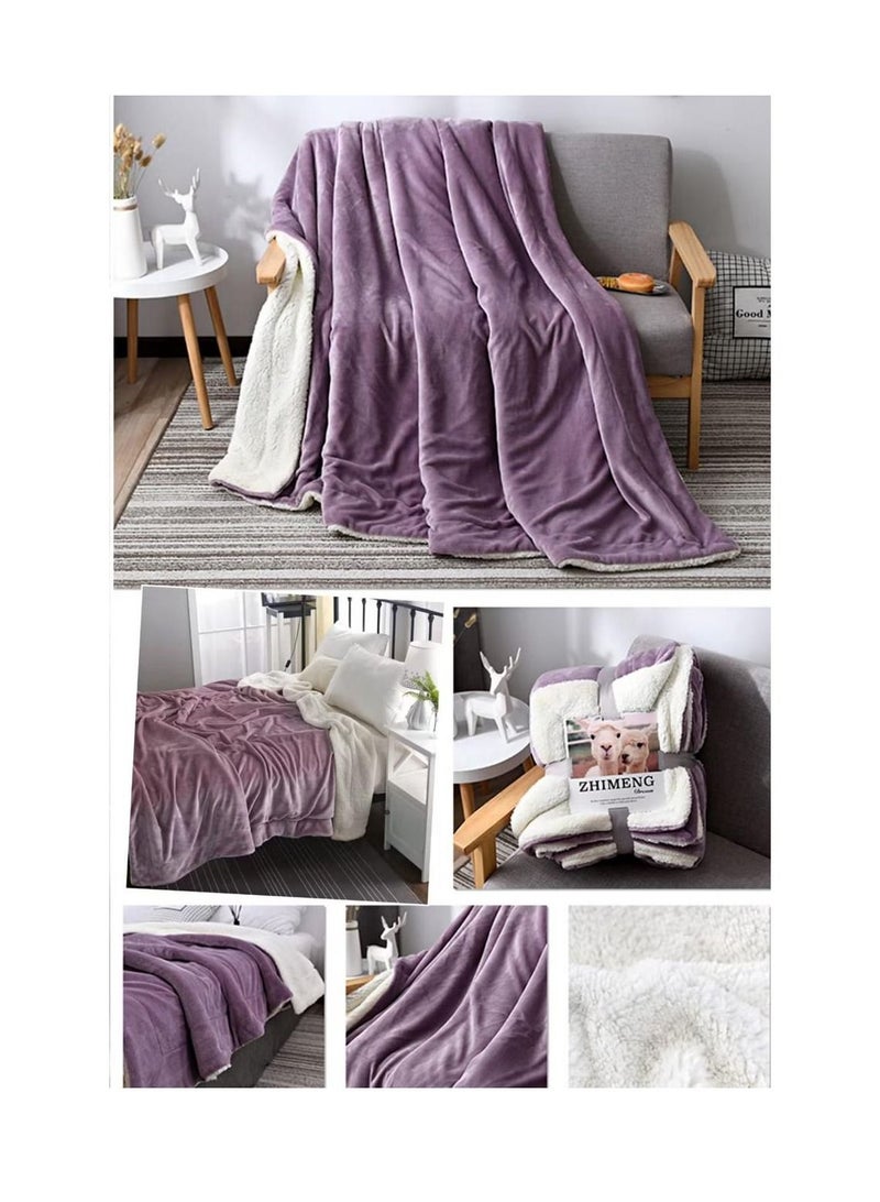 Bedding Fleece Throw Blanket Warm Reversible Plush Fleece Bed Blanket 200*230 c