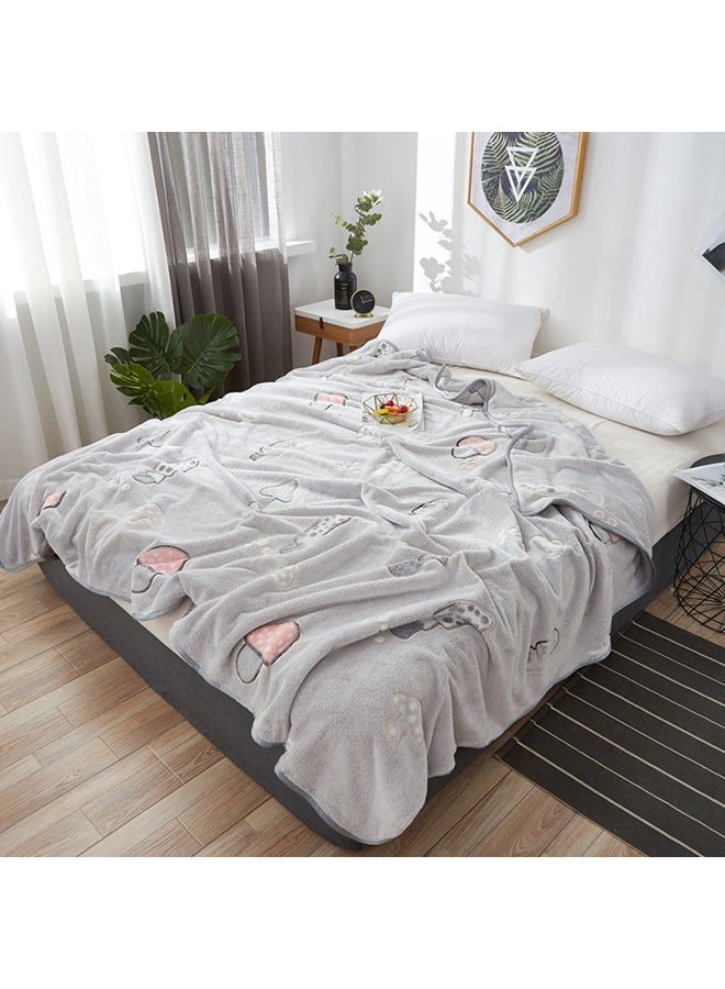 Mushroom Jacquard Soft Cozy Throw Blanket cotton Grey 150x200cm