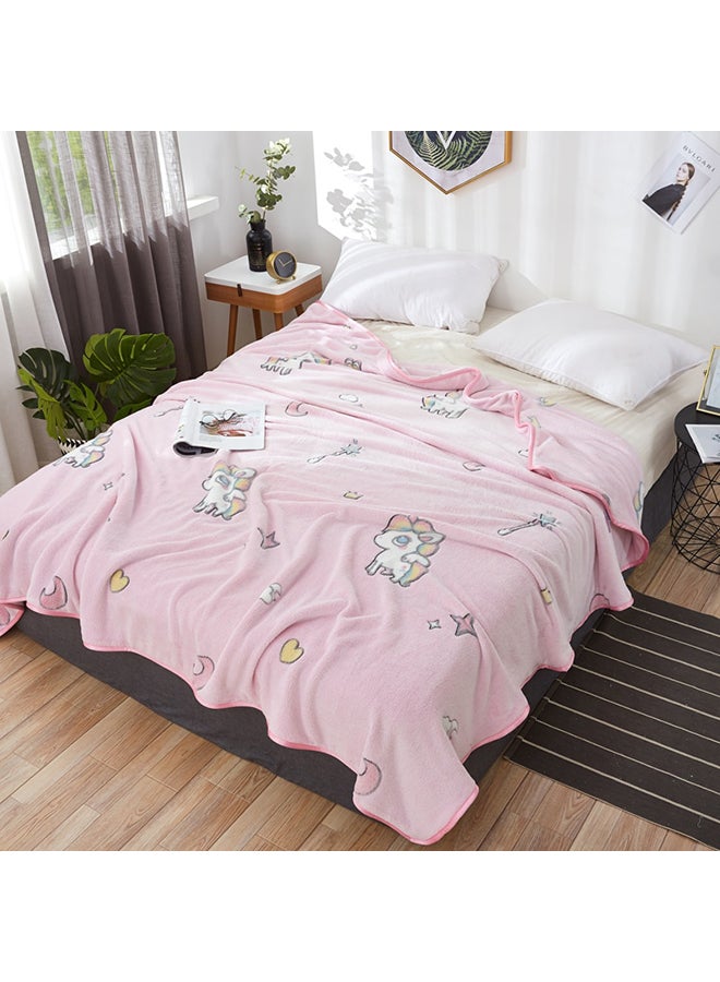 Unicorn Soft Cozy Throw Blanket Cotton Pink 180x200centimeter
