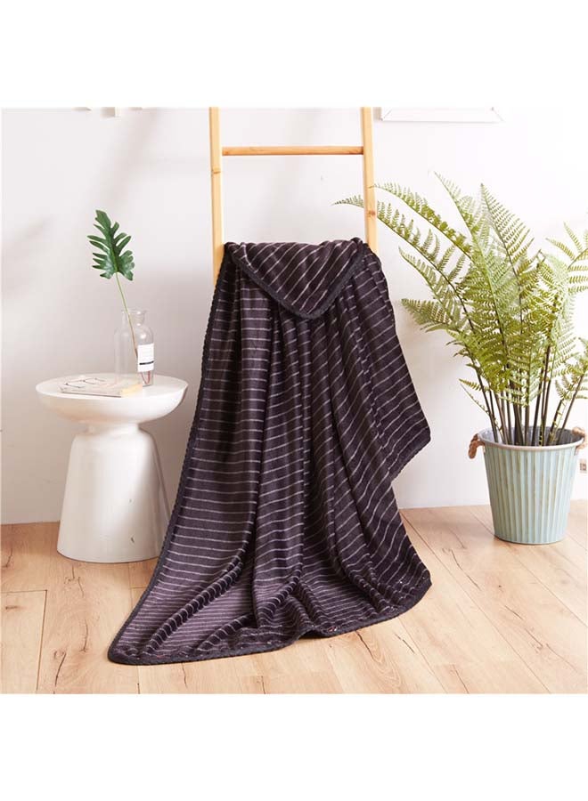 Soft Flannel Striped Throw Blanket cotton Black 180x200cm