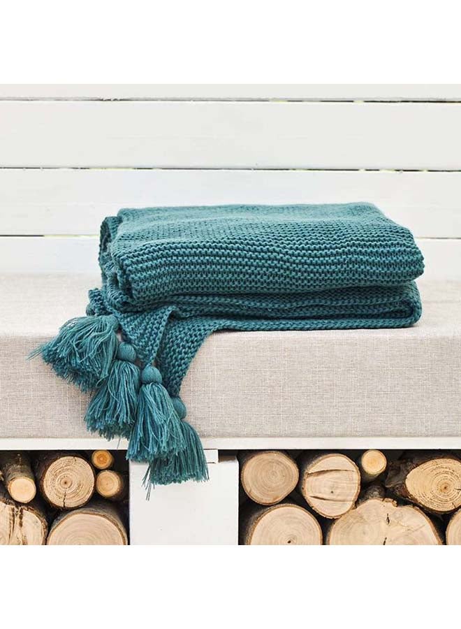 Solid Color Knitted Throw Blanket cotton Green 130x160cm