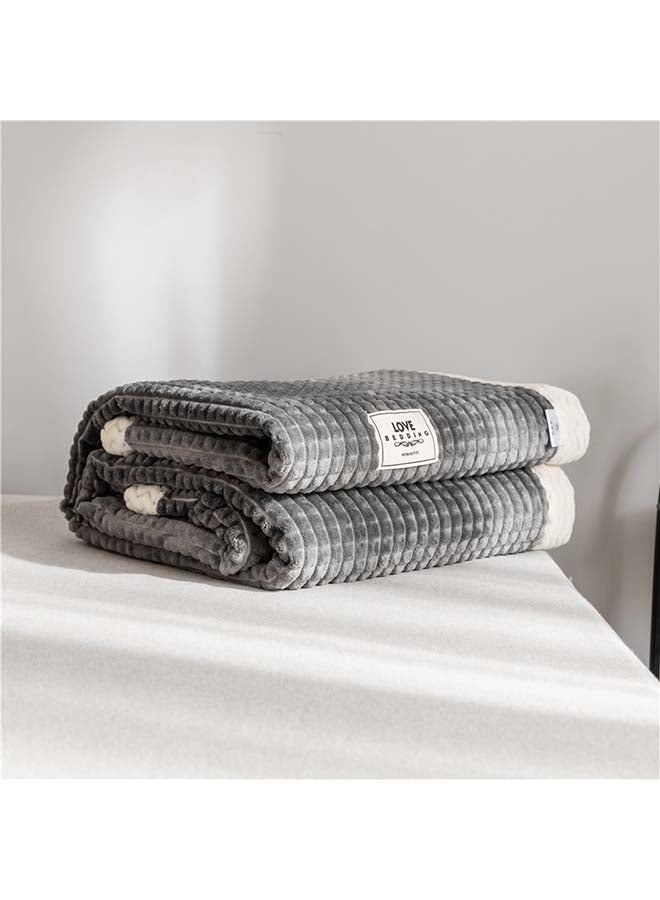 Solid Design Throw Blanket Cotton Grey 200x230cm