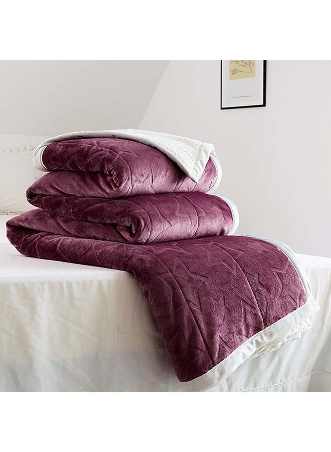 Carving Pattern Warm Blanket Throw cotton Purple 100x140cm