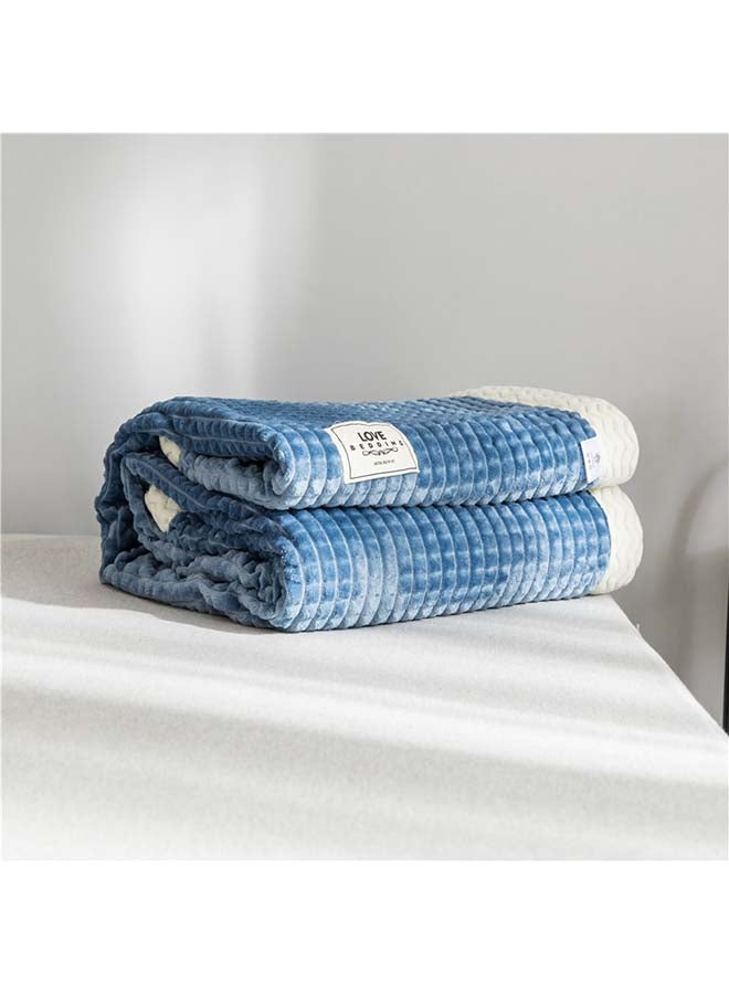Solid Design Throw Blanket cotton Blue 150x200cm