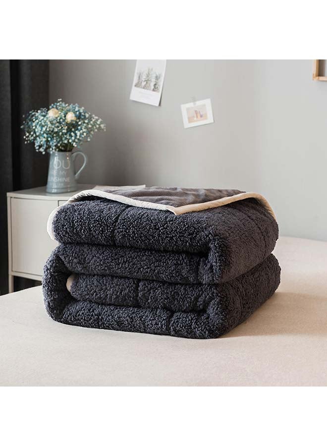 Solid Design Berber Fleece Warm Throw Blanket cotton Black 150x200cm