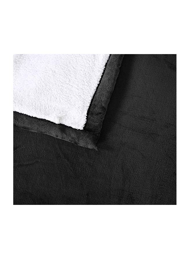 Micromink Sherpa Reversible Throw Blanket Polyester Black Queen