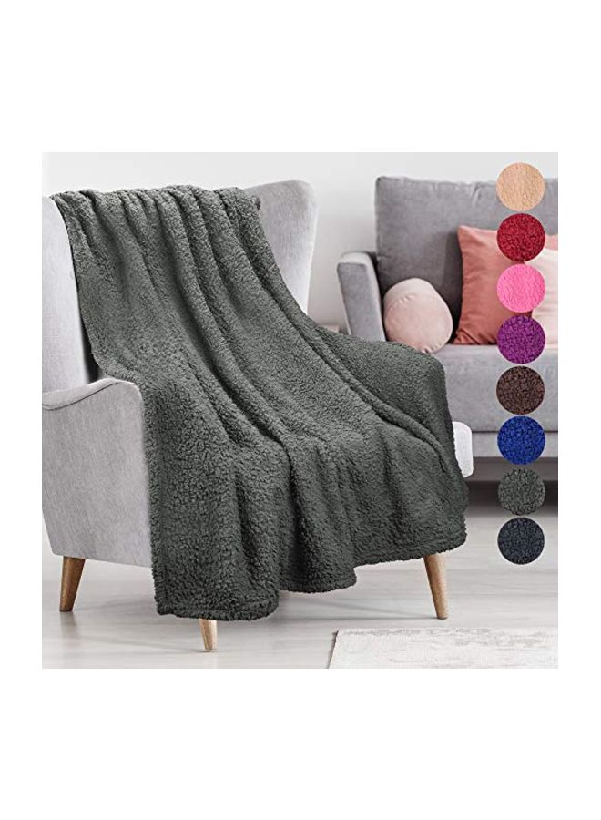 Sherpa Throw Blanket Grey 50x65inch